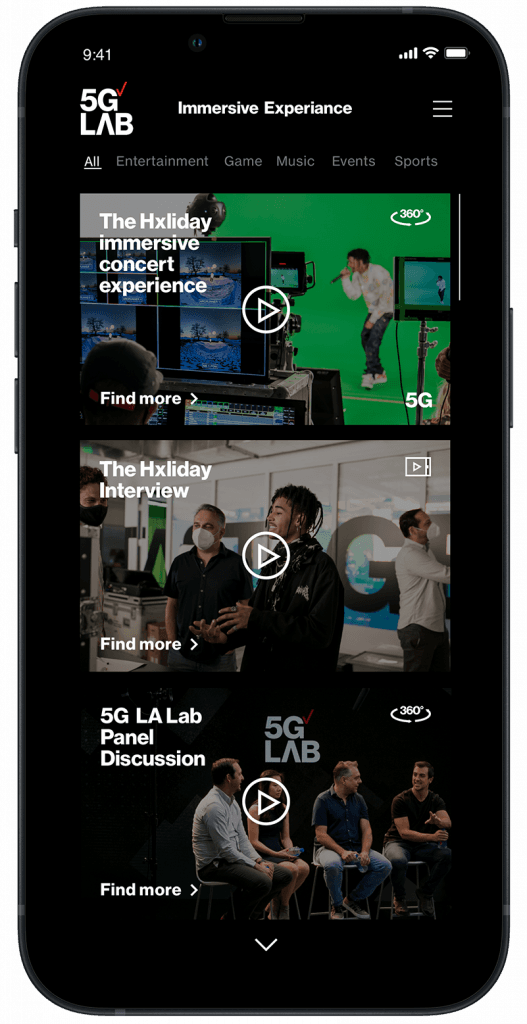 5G Lab app screen
