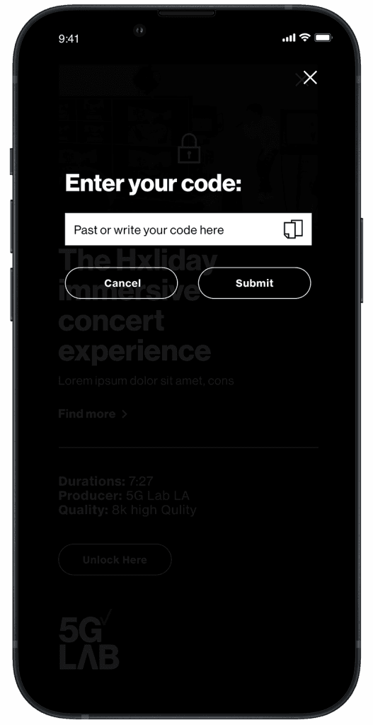 5G Lab app screen