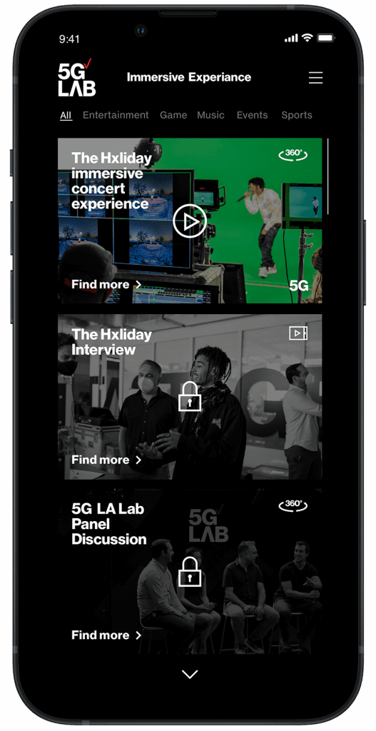 5G Lab app screen