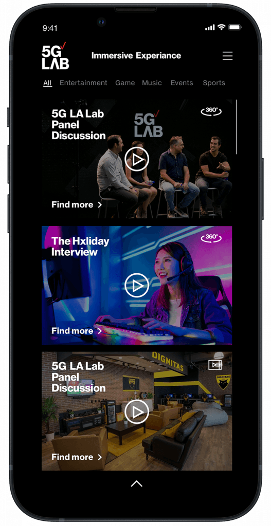 5G Lab app screen