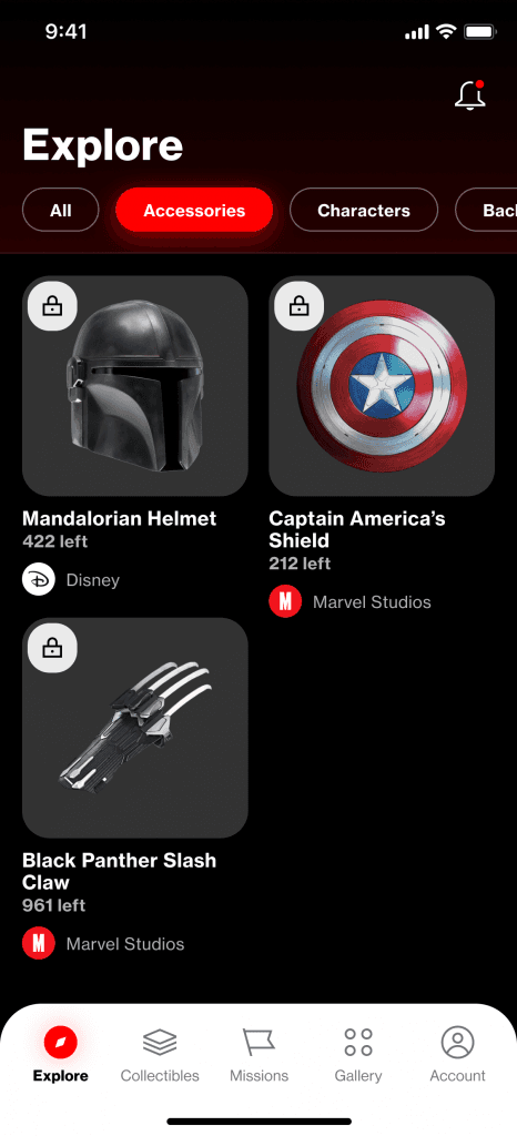 The DC App filter screen