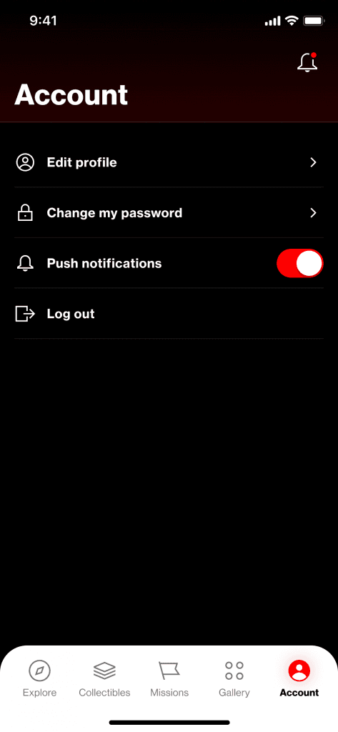 The DC App page screen